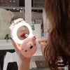 Cartoon Cute Pig LED Lights Mirror Pocket Fan