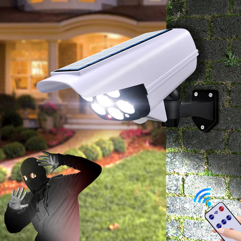 Solar-powered motion sensor light.