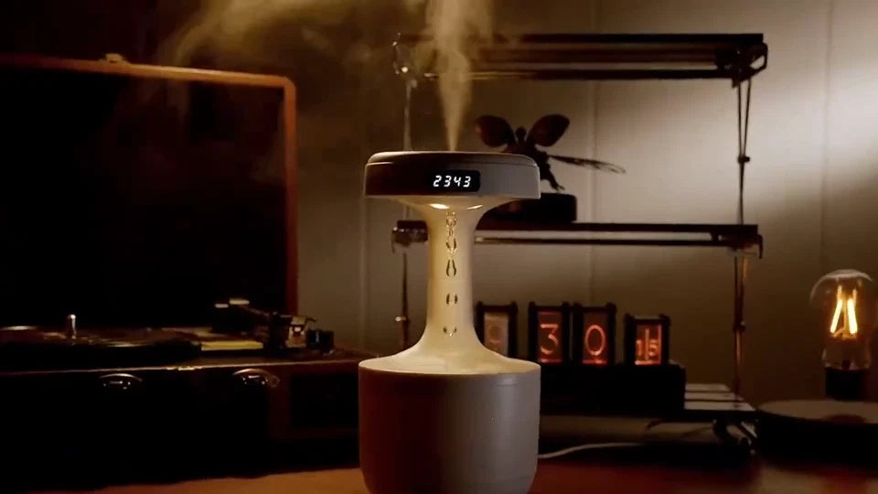Bedroom Anti-Gravity Humidifier With Clock Water Drop Backflow Aroma Diffuser